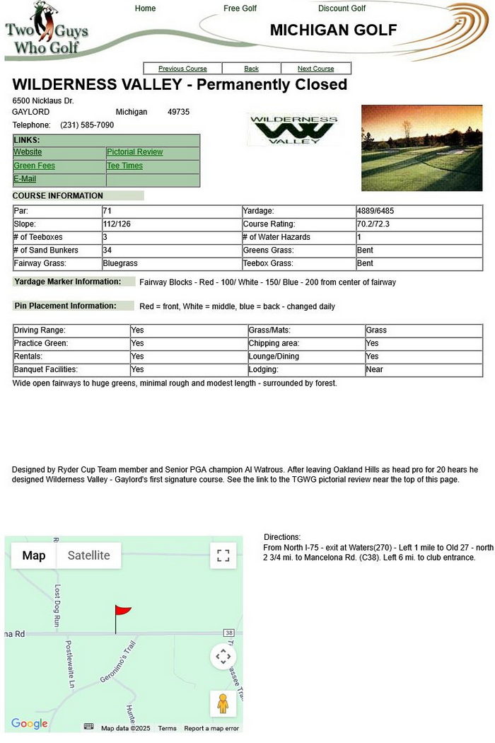 Black Forest At Wilderness Valley (Wilderness Valley Golf Course) - From Two Guys Who Golf Site